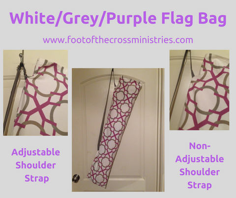 White/Grey/Purple Geometric Print Flag Bag