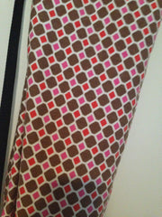 Red/Brown/Dark Pink/White Small Geometric Print Flag Bag