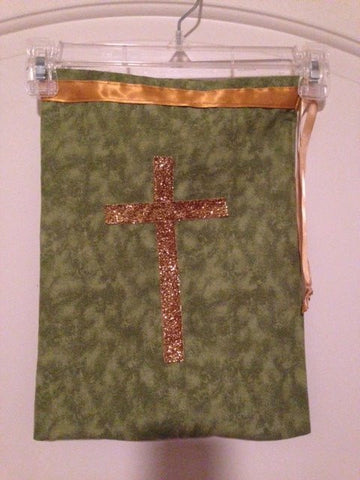 Jazz shoe bag-green with cross