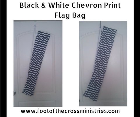 Black & White Chevron Print Flag Bag