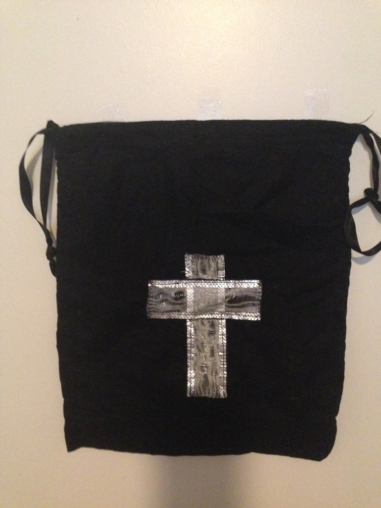 Jazz shoe bag-black with silver cross