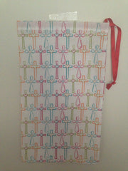 Ballet shoe bag-white with colorful cross print (ONLY 3 LEFT)
