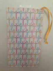 Ballet shoe bag-white with colorful cross print (ONLY 3 LEFT)