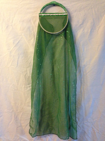 Green Fabric Tabret-Silver trim