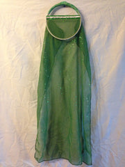 Green Fabric Tabret-Silver trim