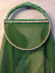 Green Fabric Tabret-Silver trim