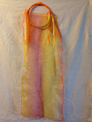 Fire Fabric Tabret with yellow and orange free flowing ribbon