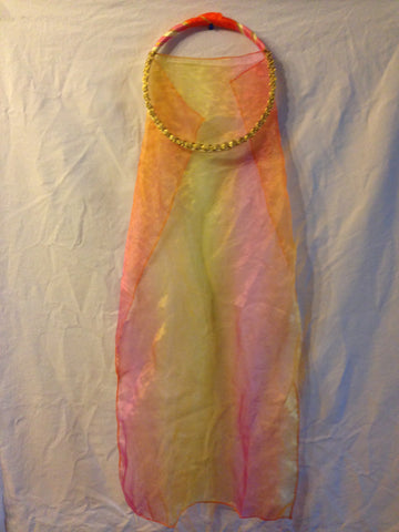 Fire Fabric Tabret with gold trim, orange and fuschia accents