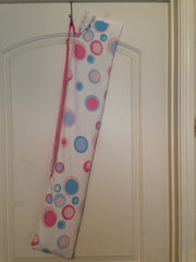 Light Blue & Pink Circle Print Flag Bag