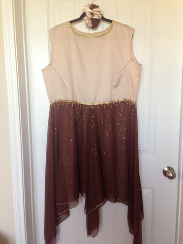 Beige Overlay with Sparkling Brown Skirt