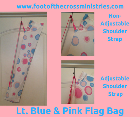 Light Blue & Pink Circle Print Flag Bag