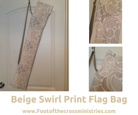 Beige Swirl Print Flag Bag