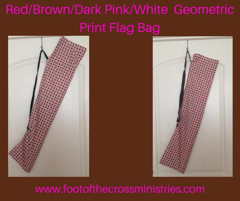 Red/Brown/Dark Pink/White Small Geometric Print Flag Bag